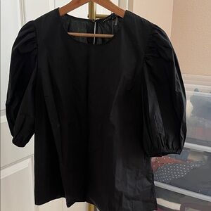 English Factory Black Puff Sleeve Blouse